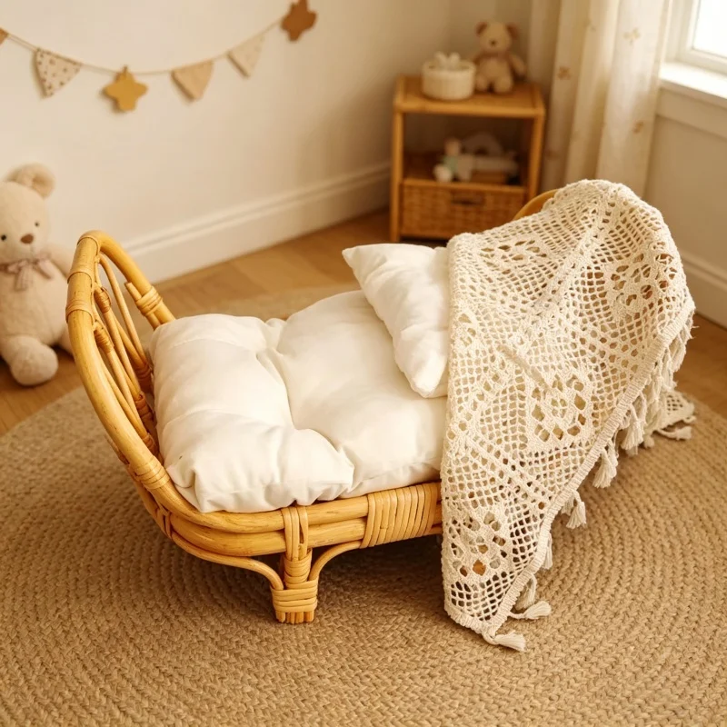 Photography Basic - Vintage Handmade Basket 1pc Newborn Doll