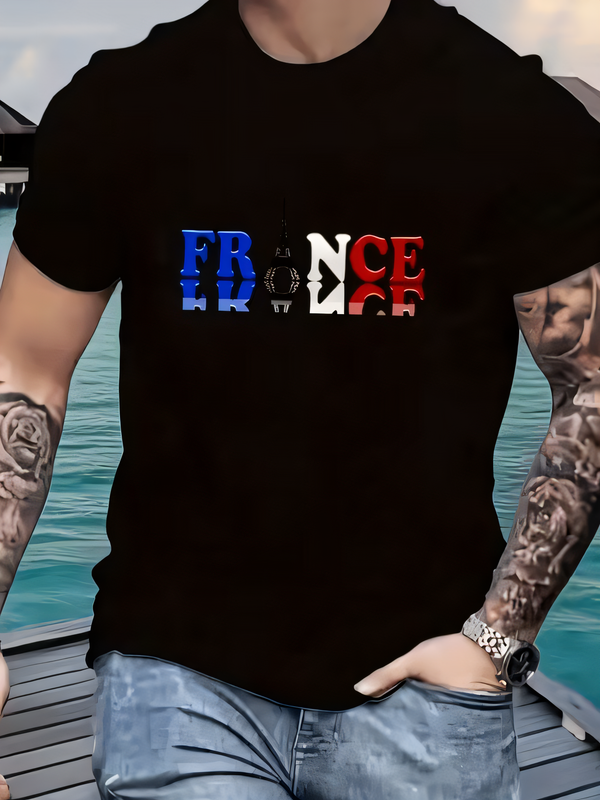 Photography Outfits - Men's Summer Casual France Flag Letter
